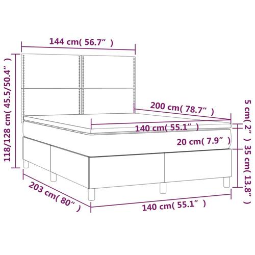 Kontinentalseng med LED-lys 140x200 cm stof cremefarvet