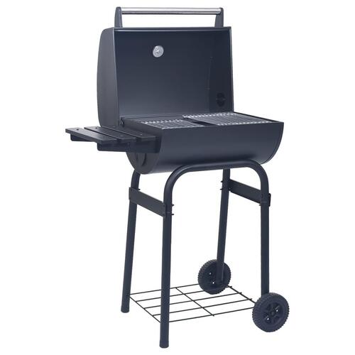 Kulgrill/rygegrill med bundhylde sort
