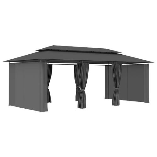 Pavillon med gardiner 600x298x270 cm antracitgrå