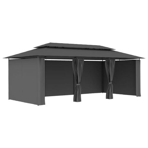 Pavillon med gardiner 600x298x270 cm antracitgrå