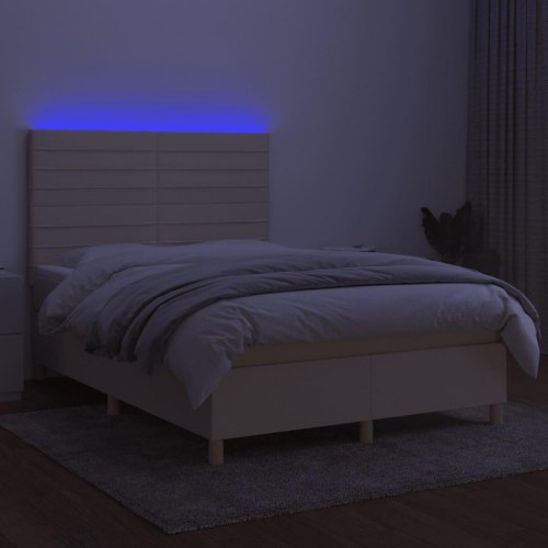 Kontinentalseng med LED-lys 140×190 cm - cremefarvet stof