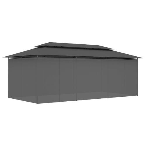 Pavillon med gardiner 600x298x270 cm antracitgrå