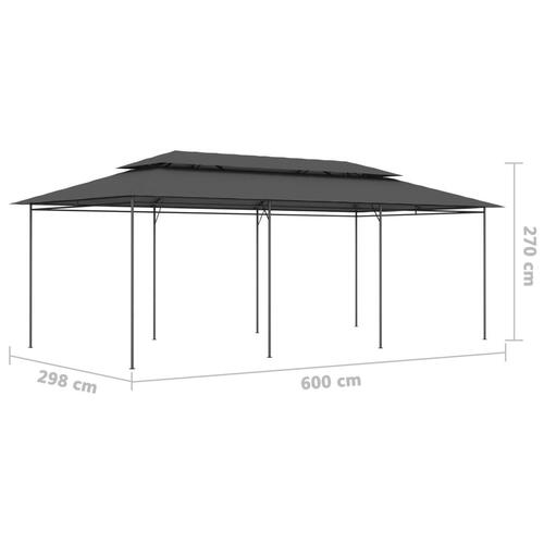 Havepavillon 600x298x270 cm antracitgrå