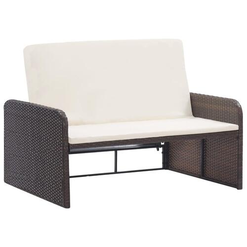 Loungesæt til haven 2 dele med hynder polyrattan brun