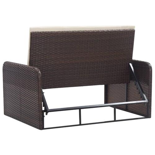 Loungesæt til haven 2 dele med hynder polyrattan brun