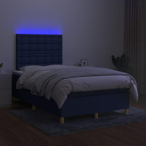 Kontinentalseng med LED-lys 120×200 cm - stof, blå