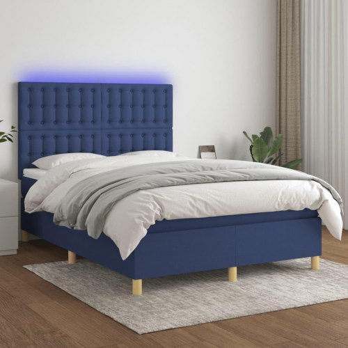 Kontinentalseng med LED-lys 140×190 cm - blå stof