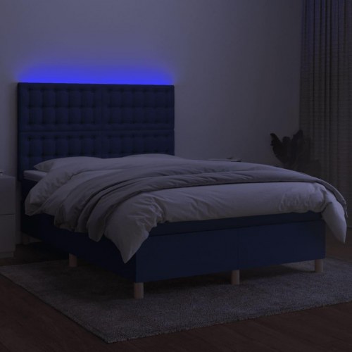 Kontinentalseng med LED-lys 140×190 cm - blå stof