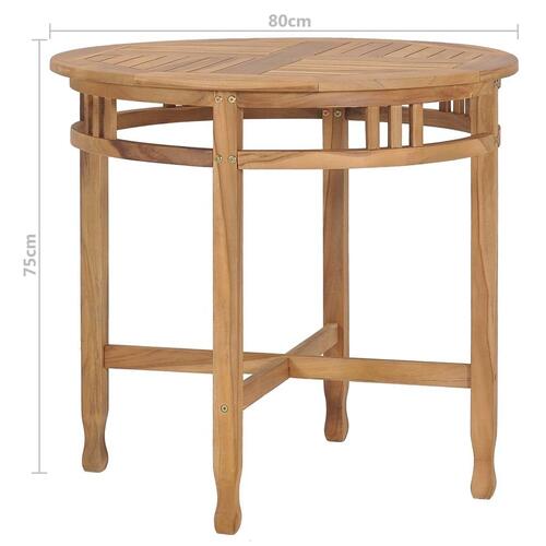 Spisebord Ø 80 cm massivt teaktræ