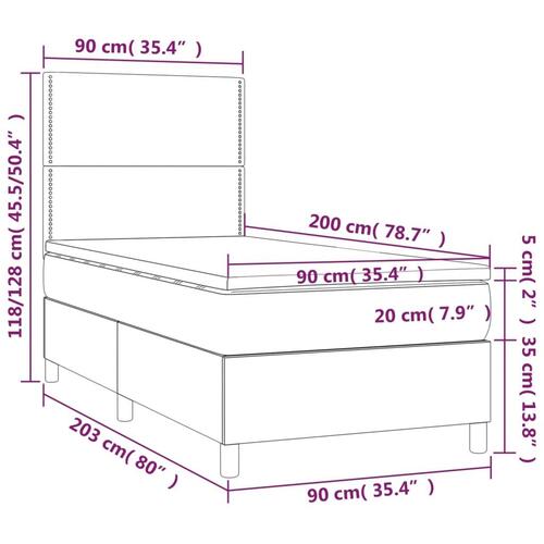 Kontinentalseng med LED-lys 90x200 cm fløjl lyserød