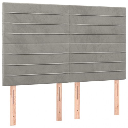 Kontinentalseng med LED-lys 140×190 cm - velour, lysegrå
