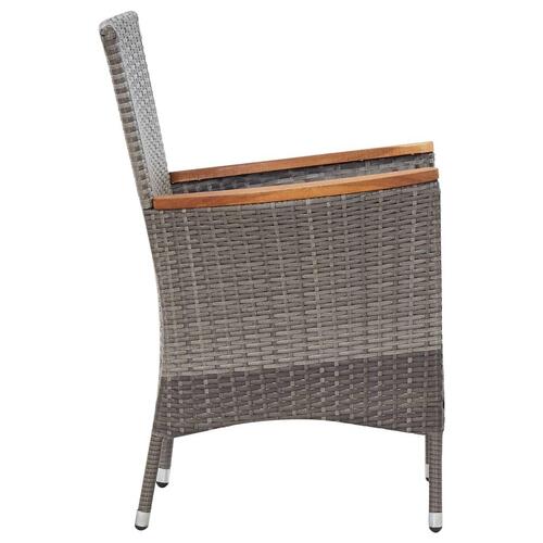 Spisebordssæt til haven 7 dele med hynder polyrattan grå