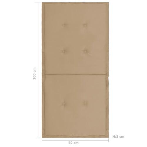 Stolehynde m. lav ryg 4 stk. 100x50x3 cm oxfordstof beige