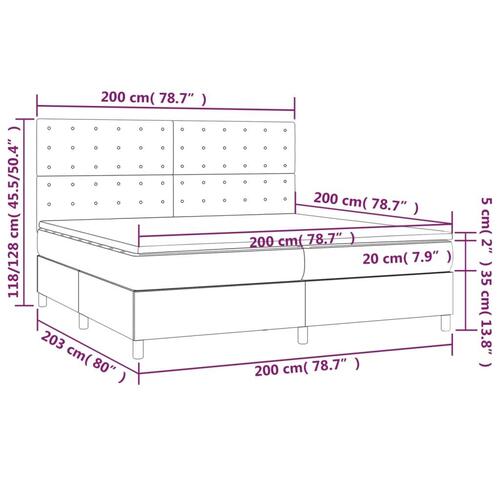 Kontinentalseng med LED-lys 200x200 cm fløjl sort