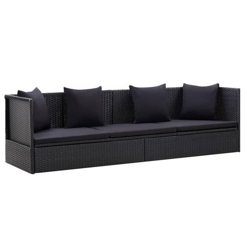 Haveseng med hynde og puder polyrattan sort