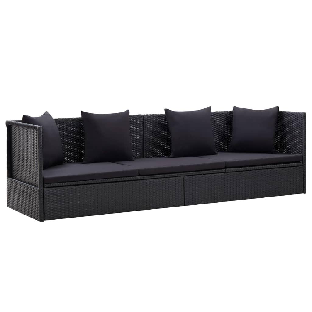 Haveseng med hynde og puder polyrattan sort