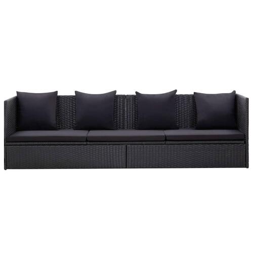 Haveseng med hynde og puder polyrattan sort
