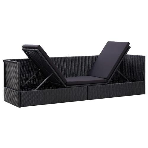 Haveseng med hynde og puder polyrattan sort