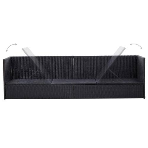 Haveseng med hynde og puder polyrattan sort