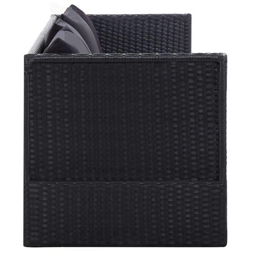 Haveseng med hynde og puder polyrattan sort