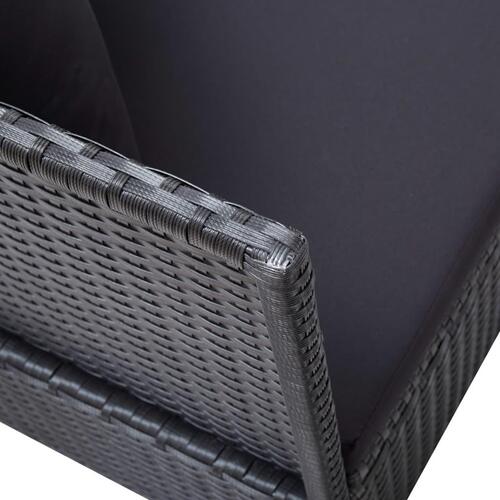 Haveseng med hynde og puder polyrattan sort