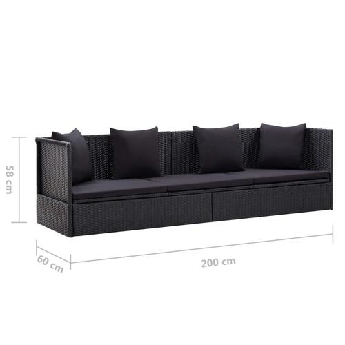 Haveseng med hynde og puder polyrattan sort