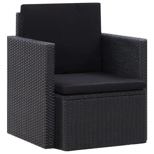 Havestol med hynder polyrattan sort