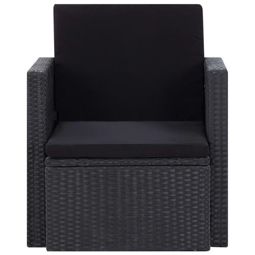 Havestol med hynder polyrattan sort