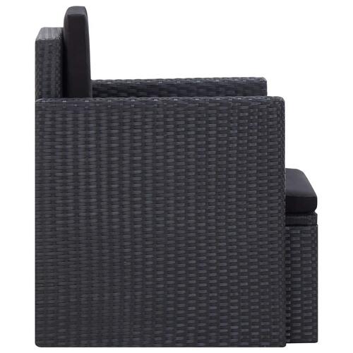 Havestol med hynder polyrattan sort
