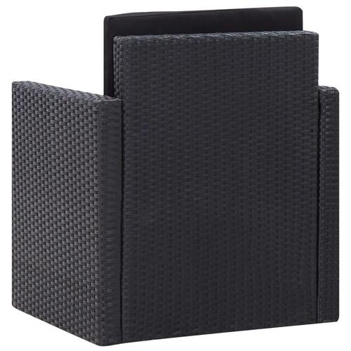 Havestol med hynder polyrattan sort