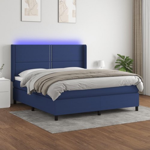 Kontinentalseng med LED-lys 180×200 cm - stof, blå