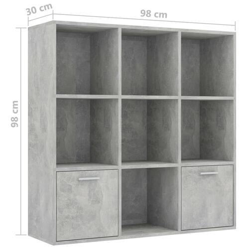 Bogreol 98x30x98 cm spånplade betongrå