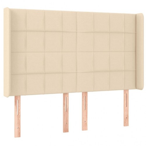 Kontinentalseng med LED-lys 140×190 cm - stof, cremefarvet
