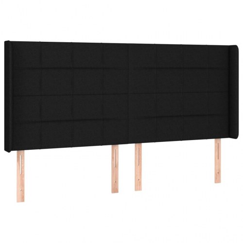 Kontinentalseng med LED-lys 160×200 cm - stof, sort