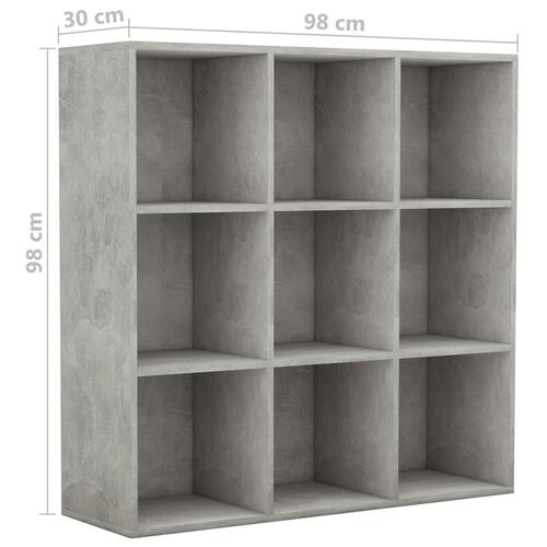 Bogreol 98x29x97,5 cm konstrueret træ betongrå