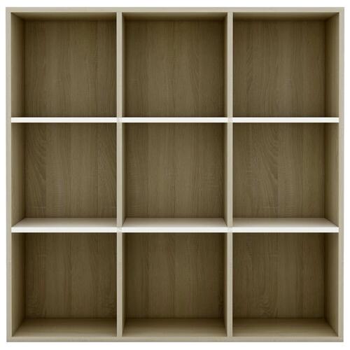 Bogreol 98x29x97,5 cm konstrueret træ hvid og sonoma-eg