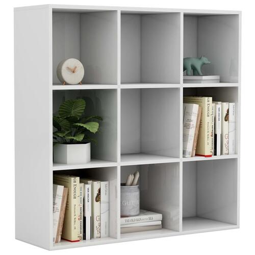 Bogreol 98x29x97,5 cm konstrueret træ hvid højglans