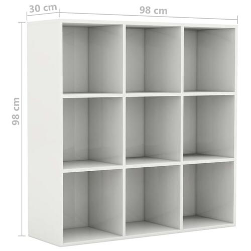 Bogreol 98x29x97,5 cm konstrueret træ hvid højglans