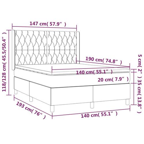 Kontinentalseng med LED-lys 140x190 cm stof blå