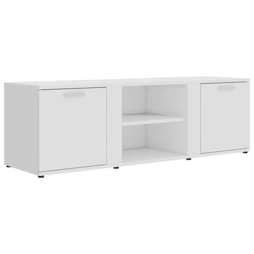 Tv-bord 120x34x37 cm konstrueret træ hvid højglans