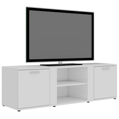 Tv-bord 120x34x37 cm konstrueret træ hvid højglans