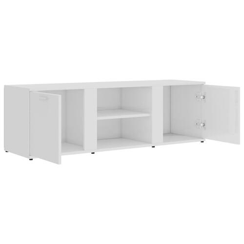 Tv-bord 120x34x37 cm konstrueret træ hvid højglans
