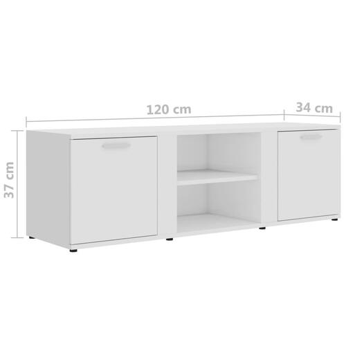 Tv-bord 120x34x37 cm konstrueret træ hvid højglans