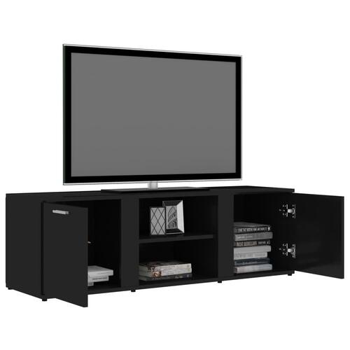 Tv-bord 120x34x37 cm konstrueret træ sort højglans