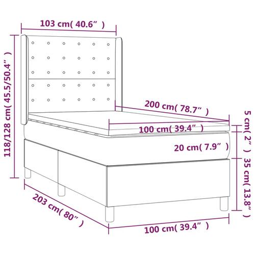 Kontinentalseng med LED-lys 100x200 cm stof mørkegrå