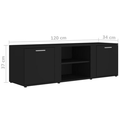 Tv-bord 120x34x37 cm konstrueret træ sort højglans