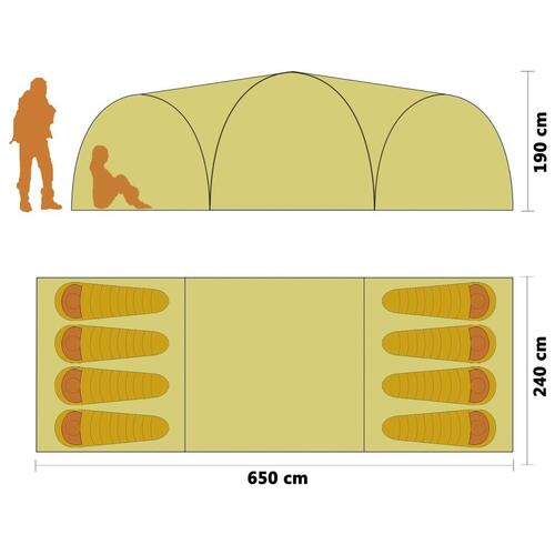 Iglotelt 650x240x190 cm 8 personer gul