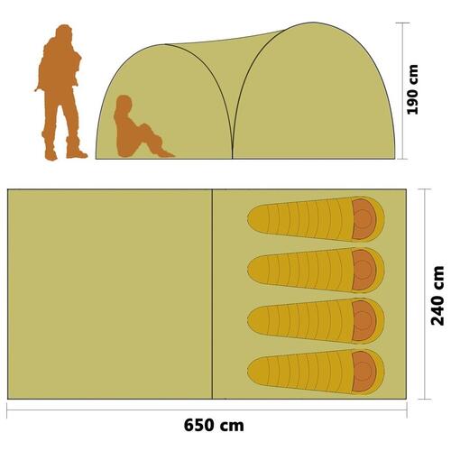 Campingtelt 4-personers 450x240x190 cm iglofacon blå