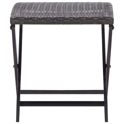 Foldbar skammel polyrattan brun