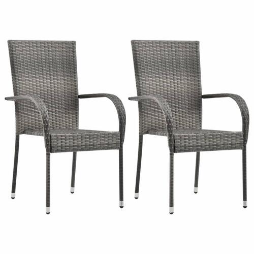 Havestole 2 stk. stabelbar polyrattan grå